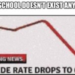 Who hates school | WHEN SCHOOL DOESN’T EXIST ANYMORE: | image tagged in suicide rate drops to zero | made w/ Imgflip meme maker