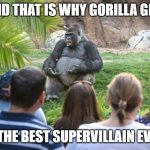 He's not wrong. | ...AND THAT IS WHY GORILLA GROD; IS THE BEST SUPERVILLAIN EVER. | image tagged in ted talk gorilla,gorilla grod | made w/ Imgflip meme maker