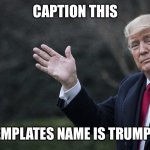 Trump wave | CAPTION THIS; THE TEMPLATES NAME IS TRUMP WAVE | image tagged in trump wave,caption this | made w/ Imgflip meme maker