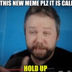 Try this please | TRY THIS NEW MEME PLZ IT IS CALLED; HOLD UP | image tagged in wait a minute | made w/ Imgflip meme maker