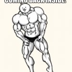 Beefcake Cat | "MISTAKES MAKE YOU STRONGER"; MY CAT WHEN COMING BACK INSIDE: | image tagged in beefcake cat | made w/ Imgflip meme maker