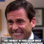 So true though | THAT MOMENT IN YOUR DREAM WHEN YOU KNOW YOU'RE HAVING A NIGHTMARE | image tagged in michael scott | made w/ Imgflip meme maker