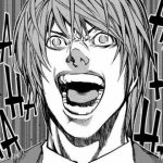 Death Note Light Yagami laugh B/W