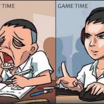 Study time vs game time meme