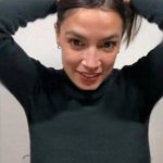 Aoc tying hair meme