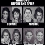 Addicts before and after | WATCHING MEMES | image tagged in addicts before and after | made w/ Imgflip meme maker