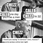 This happened during a roleplay smh | CHEZZ; CALEB; CALEB; CHEZZ; CHEZZ | image tagged in roleplaying | made w/ Imgflip meme maker