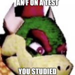 oof | WHEN YOU GET AN F ON A TEST; YOU STUDIED REAL HARD FOR | image tagged in oof bowser | made w/ Imgflip meme maker