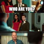 Spiderman homecoming | WHO ARE YOU? I'M BATMAN | image tagged in spiderman homecoming | made w/ Imgflip meme maker
