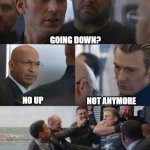 Capt | GOING DOWN? NO UP; NOT ANYMORE; MEPHISTO | image tagged in captamericaelevator | made w/ Imgflip meme maker