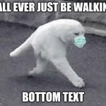 walk | YALL EVER JUST BE WALKING; BOTTOM TEXT | image tagged in walking white cat | made w/ Imgflip meme maker