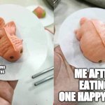 Aww man not again | ME AFTER EATING ONE HAPPY MEAL; ME EXERCISING FOR 2 MONTHS | image tagged in fish to fosh | made w/ Imgflip meme maker