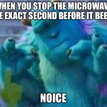 Sullivan Perfect ?? | WHEN YOU STOP THE MICROWAVE THE EXACT SECOND BEFORE IT BEEPS; NOICE | image tagged in sullivan perfect | made w/ Imgflip meme maker
