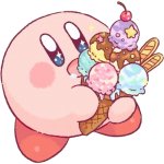 Kirby consuming ice cream
