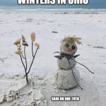Sandman | I MISS WINTERS IN OHIO; SAID NO ONE EVER | image tagged in winter on the beach,snowman,ohio | made w/ Imgflip meme maker