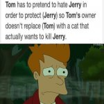 Very Sad Fry from Futurama | image tagged in very sad fry from futurama,tom and jerry | made w/ Imgflip meme maker