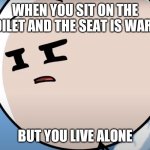 I guess someone broke into the house???? | WHEN YOU SIT ON THE TOILET AND THE SEAT IS WARM; BUT YOU LIVE ALONE | image tagged in idk | made w/ Imgflip meme maker