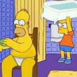 Bart hitting Homer with a bathtub