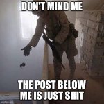 Grenade Drop | DON'T MIND ME; THE POST BELOW ME IS JUST SHIT | image tagged in grenade drop | made w/ Imgflip meme maker