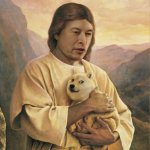 Elon Jesus Holding Doge meme