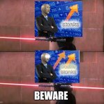 Stonks be like | BEWARE | image tagged in darth maul,stonks | made w/ Imgflip meme maker