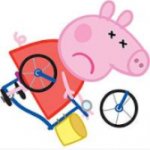 Dead Peppa pig on a Bike