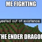 Minecraft death | ME FIGHTING; THE ENDER DRAGON | image tagged in minecraft death | made w/ Imgflip meme maker