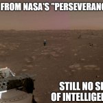 Bernie the Martian | FIRST PIC FROM NASA'S "PERSEVERANCE" ROVER; STILL NO SIGNS OF INTELLIGENT LIFE | image tagged in martian bernie,nasa,mars,life on mars | made w/ Imgflip meme maker