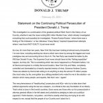 Donald Trump statement on the continuing political persecution