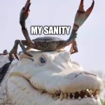 Crab on Crocodile | MY SANITY; VIDEO GAMES | image tagged in crab on crocodile | made w/ Imgflip meme maker