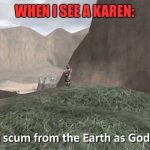 Karens are scum | WHEN I SEE A KAREN: | image tagged in wipe this scum from the earth as god intended,red vs blue,rvb,sarge,karens,rooster teeth | made w/ Imgflip meme maker