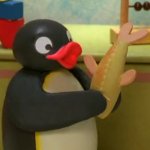 Pingu with a fish