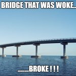 GOD'S TRYING TO TELL US SOMETHING!!! | A BRIDGE THAT WAS WOKE..... ........BROKE ! ! ! | image tagged in bridge | made w/ Imgflip meme maker