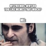 You wouldn't get it | MY FRIENDS: WHY DO YOU LIKE MEMES THAT MUCH? ME: | image tagged in you wouldn't get it without caption | made w/ Imgflip meme maker