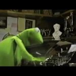 Kermit the frog typing GIF Template