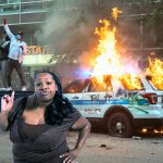 Black Rioting Burning Police Car