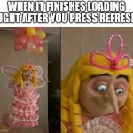 Fairy Gru | WHEN IT FINISHES LOADING RIGHT AFTER YOU PRESS REFRESH: | image tagged in fairy gru,memes,shameless template advertisement | made w/ Imgflip meme maker