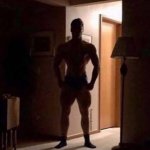 Muscle guy dark room