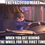 Judy Hopps: Rookie Driver | THE FACE YOU MAKE; WHEN YOU GET BEHIND THE WHEEL FOR THE FIRST TIME | image tagged in judy hopps driving,zootopia,judy hopps,the face you make when,funny,memes | made w/ Imgflip meme maker