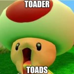 toads be toading | TOADER; TOADS | image tagged in excited toad | made w/ Imgflip meme maker