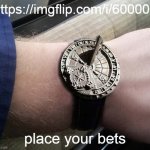 Guess the date game, winner for correct date or closest guess when rollover to 600000 happens. Entries due by 2021-06-21 | https://imgflip.com/i/600000; place your bets | image tagged in sundial wrist watch,i want to play a game,imgflip,rollover | made w/ Imgflip meme maker