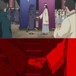 Anime hand shaking meme