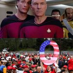 Star Trek Q vs QAnon meme