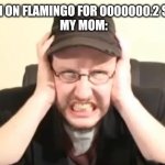 Flamingo | ME: TURN ON FLAMINGO FOR 0000000.2 SECONDS
 MY MOM: | image tagged in my ears are bleeding,flamingo,mom,loud | made w/ Imgflip meme maker