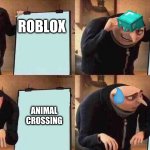 plan | MINECRAFT; ROBLOX; FORTNITE; ANIMAL CROSSING | image tagged in plan | made w/ Imgflip meme maker