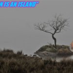 NO MAN IS AN ISLAND | "NO MAN IS AN ISLAND" | image tagged in no man is an island | made w/ Imgflip meme maker