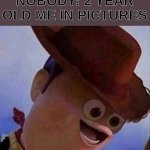 Derp Woody | NOBODY: 2 YEAR OLD ME IN PICTURES | image tagged in derp woody | made w/ Imgflip meme maker