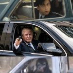 Car battle (Bigfoot, Trump, Umbrella Academy) meme