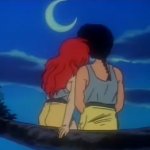 Ranma and Ying Ranma look at the crescent moon meme