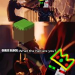 Ranboo has silk touch hands | GRASS BLOCK:; YOUR MAKER; RANBOO: | image tagged in what the hell are you death,minecraft,grass,block | made w/ Imgflip meme maker
